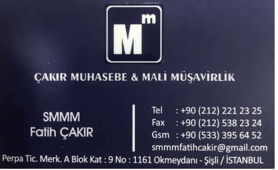 ÇAKIR MUHASEBE MALİ MÜŞAVİRLİK