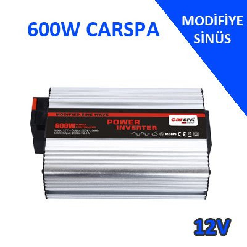 600W 12V MODİFİYE SİNÜS İNVERTER USB'Lİ CARSPA