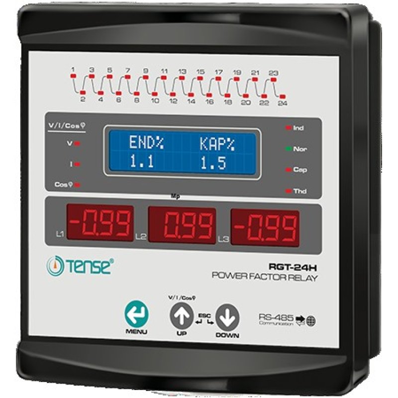 RGT-24H 24 Kademeli, Haberleşmeli Grafik LCD Ekranlı Trifaze Reaktif Güç Kontrol Rölesi